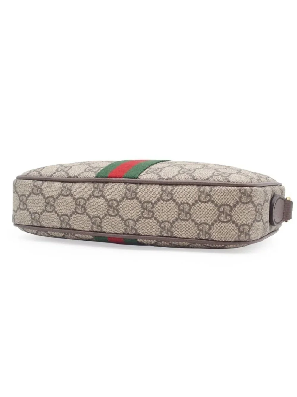 Gucci Ophidia Small Cross Belt Bag ‎ Beige Dark Brown GG Supreme Canvas 2-Way